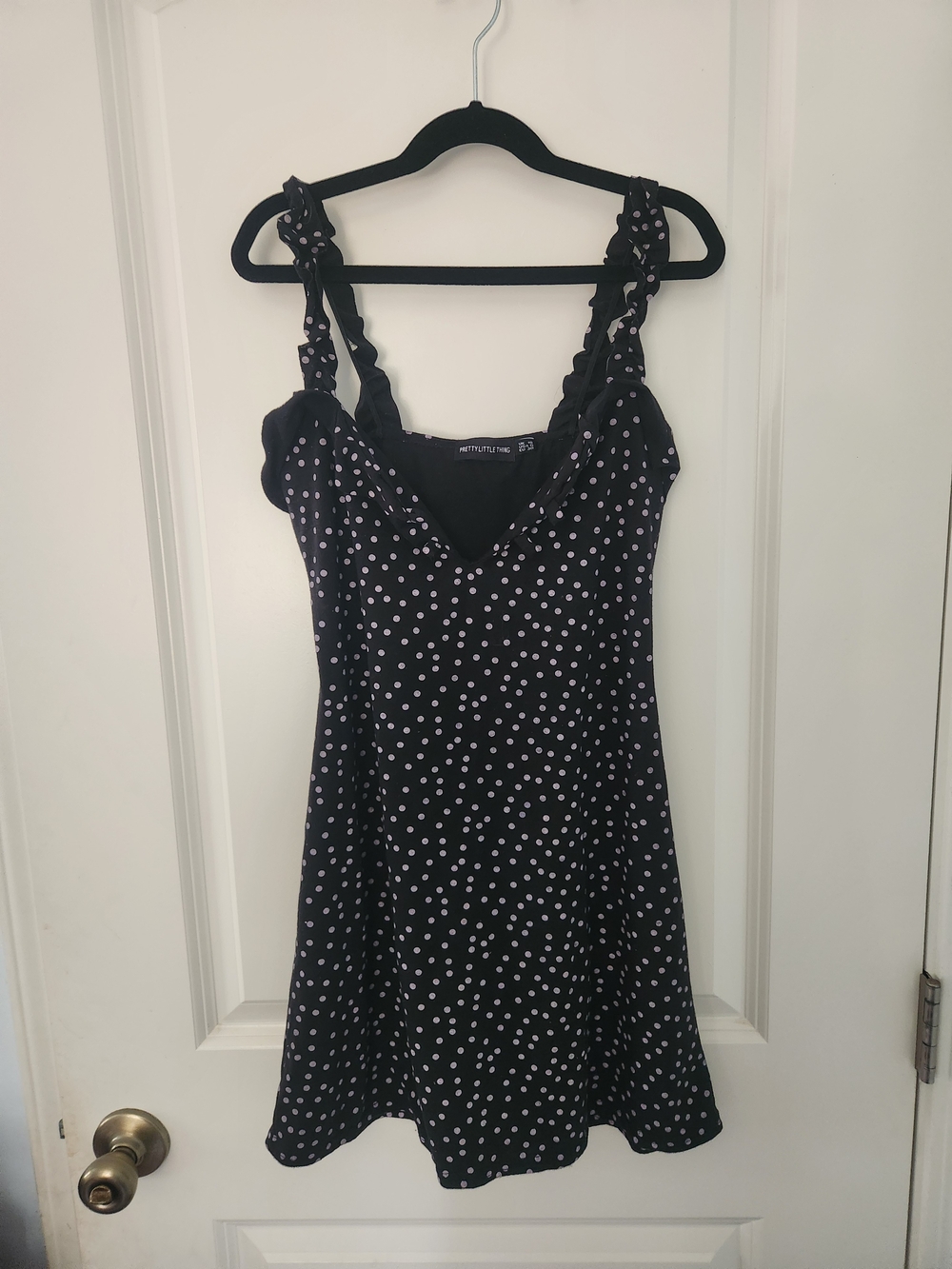 PrettyLittleThing Black Polka Dot Mini Dress
